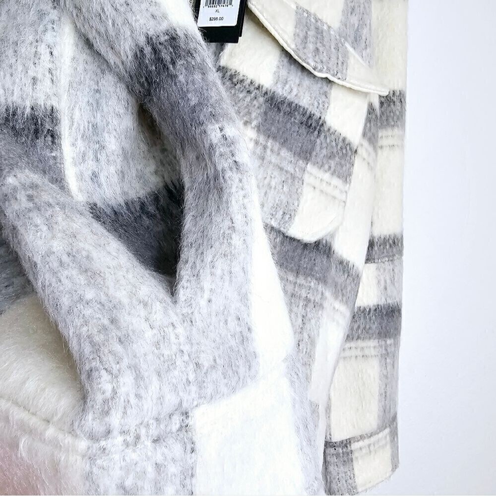 New! Rails Cheyenne Wool Snow Grey Check Plaid Zi… - image 12